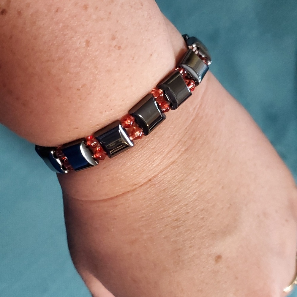 π 3 for $15 Deal! πStretch bracelet red/orange and gray - Picture 2 of 3